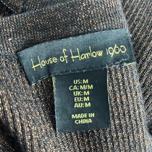 House of Harlow 1960 Ribbed Metallic Knit Midi Bodycon Halter Dress - Picture 11 of 13